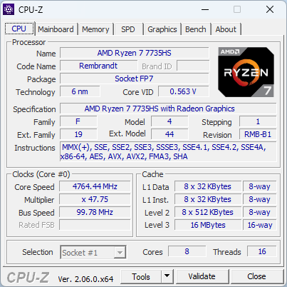 CPU-Z - Asus PN53