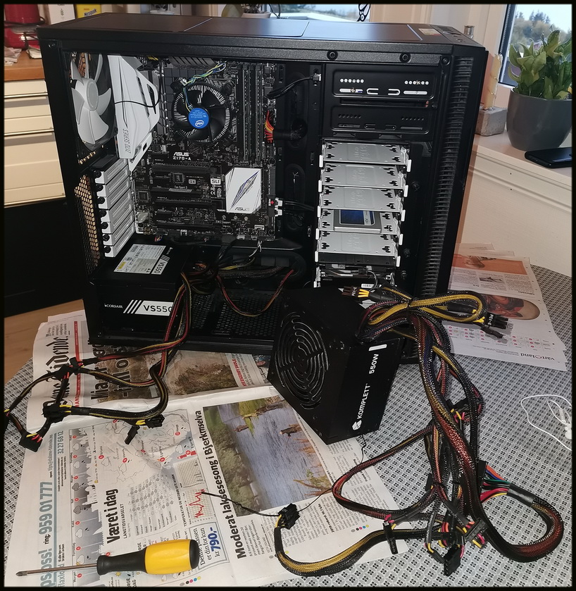 Min datamaskin får ny strømforsyning.